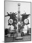 USS Texas, Just Back from Foreign Waters, "Gobs" Have Fun by Sitting on Big Guns with arms out, WWI-null-Mounted Photographic Print