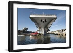 Uss Theodore Roosevelt Pulls Out of Newport News Shipyard-null-Framed Photographic Print