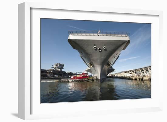 Uss Theodore Roosevelt Pulls Out of Newport News Shipyard-null-Framed Photographic Print