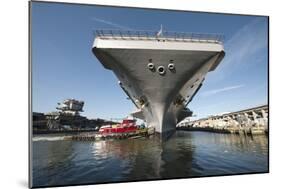 Uss Theodore Roosevelt Pulls Out of Newport News Shipyard-null-Mounted Photographic Print