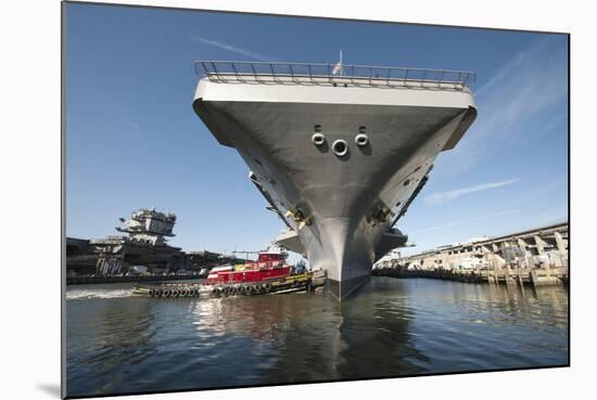 Uss Theodore Roosevelt Pulls Out of Newport News Shipyard-null-Mounted Photographic Print