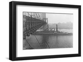 USS West Virgina Passing under Brooklyn Bridge-null-Framed Photographic Print