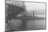 USS West Virgina Passing under Brooklyn Bridge-null-Mounted Photographic Print