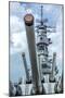 USS Wisconsin - Guns View-Lantern Press-Mounted Art Print