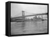 USS Wisconsin Passing beneath Manhattan Bridge-Sam Goldstein-Framed Stretched Canvas