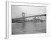 USS Wisconsin Passing beneath Manhattan Bridge-Sam Goldstein-Framed Photographic Print