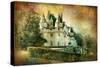 Usse Castle - Retro Styled Picture-Maugli-l-Stretched Canvas