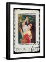 USSR - CIRCA 1973: Stamp Printed by Ussr, Shows KP Bryullov Ita-maxim ibragimov-Framed Art Print