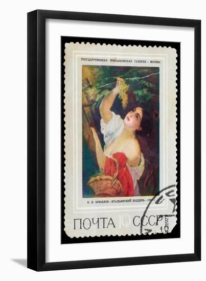 USSR - CIRCA 1973: Stamp Printed by Ussr, Shows KP Bryullov Ita-maxim ibragimov-Framed Art Print