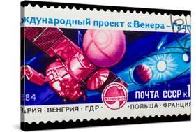 USSR - CIRCA 1984: A Stamp Printed in Ussr, Shows Venus Halley's-maxim ibragimov-Stretched Canvas