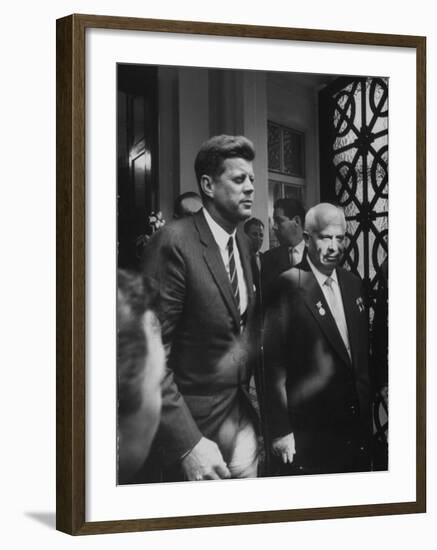 Ussr Nikita S. Khrushchev at Soviet Embassy for Talks with John F. Kennedy-null-Framed Photographic Print