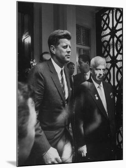 Ussr Nikita S. Khrushchev at Soviet Embassy for Talks with John F. Kennedy-null-Mounted Photographic Print