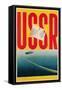 USSR Poster with Ship and Letter-null-Framed Stretched Canvas