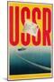 USSR Poster with Ship and Letter-null-Mounted Art Print