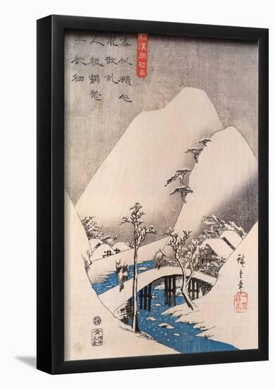 Utagawa Hiroshige A Bridge in a Snowy Landscape-null-Framed Poster