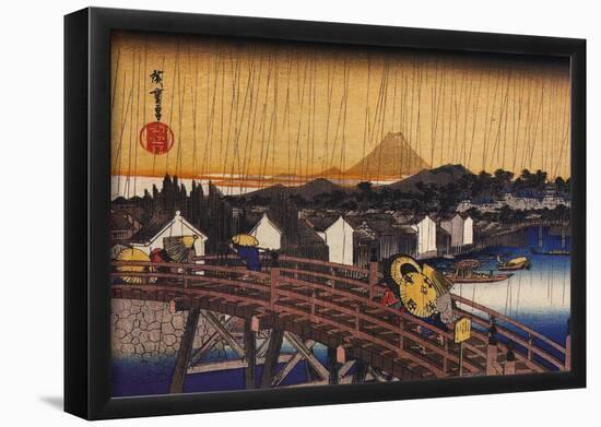 Utagawa Hiroshige A Bridge in the Rain-null-Framed Poster