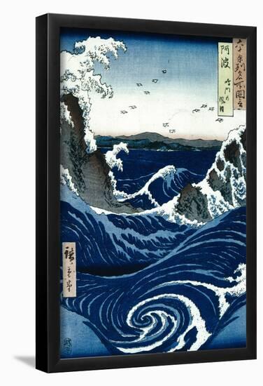 Utagawa Hiroshige (Awa Province: Stormy Sea at Naruto Rapids)-null-Framed Poster