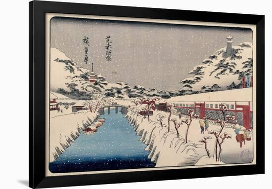 Utagawa Hiroshige (Copy) / Shiba Akabane no yuki, 1832-1838; 20th century, Japanese School, Pape...-UTAGAWA HIROSHIGE-Framed Poster