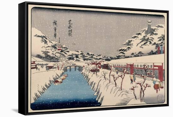 Utagawa Hiroshige (Copy) / Shiba Akabane no yuki, 1832-1838; 20th century, Japanese School, Pape...-UTAGAWA HIROSHIGE-Framed Stretched Canvas