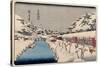 Utagawa Hiroshige (Copy) / Shiba Akabane no yuki, 1832-1838; 20th century, Japanese School, Pape...-UTAGAWA HIROSHIGE-Stretched Canvas