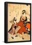 Utagawa Hiroshige Courtesan and a Little Girl Agead a New-Year Decoration-null-Framed Poster