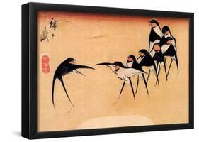 Utagawa Hiroshige Dancing Swallows-null-Framed Poster