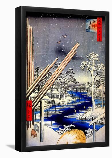 Utagawa Hiroshige Fukagawa Lumberyards-null-Framed Poster