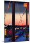 Utagawa Hiroshige Inari Bridge and Minato Shrine-null-Mounted Poster