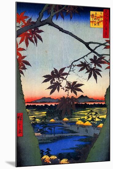 Utagawa Hiroshige Japanese Maple Trees at Mama-Ando Hiroshige-Mounted Art Print