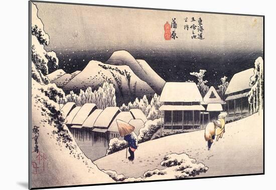 Utagawa Hiroshige Kanbara Evening Snow-null-Mounted Poster