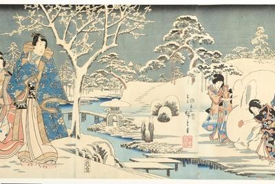 An Eastern Genji in a Snowy Garden, 1854