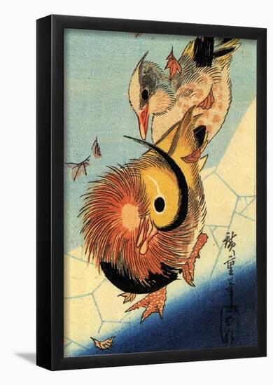 Utagawa Hiroshige Mandarin Duck on Frozen Pond-null-Framed Poster