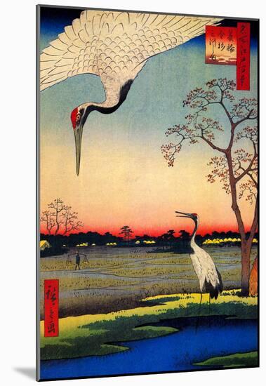 Utagawa Hiroshige Mikawashima Crane-null-Mounted Poster