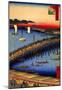 Utagawa Hiroshige Ryogoku Bridge and Great Riverbank-null-Mounted Poster