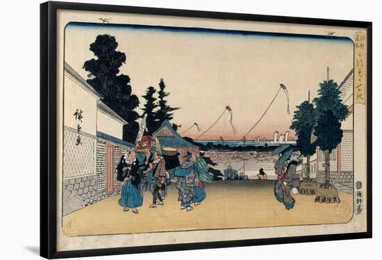 Utagawa Hiroshige; Sanoya Kihei /Kasumigaseki, 1830-1843, Japanese School, Paper, 250 mm x 370 m...-UTAGAWA HIROSHIGE-Framed Poster