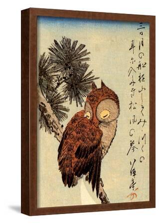 Utagawa Hiroshige Small Brown Owl on a Pine Branch--Framed Poster