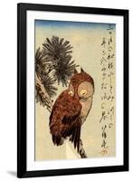 Utagawa Hiroshige Small Brown Owl on a Pine Branch-Ando Hiroshige-Framed Art Print