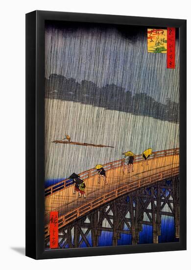 Utagawa Hiroshige Sudden Shower over Shin-Ohashi Bridge-null-Framed Poster