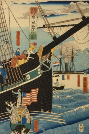 Western Traders at Yokohama Transporting Cargo and Passengers, 1861
