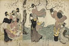 Pesrpective Print: Battle Scene at Ichinotani, Late 18th-Early 19th Century-Utagawa Toyokuni-Giclee Print