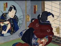 A Scene Inside a Bath House with Quarrelling Women-Utagawa Yoshiiku-Stretched Canvas