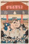 Combat De Sumo Entre Koyonagi Et Kaganiiva. Estampe De Utagawa Yoshimune (1817-1880), Vers 1850 - W-Utagawa Yoshimune-Stretched Canvas