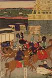 Flourishing Nihonbashi Section of Tokyo, (Tokyo Nihonbashi Han Ei No Z) Triptych-Utagawa Yoshitora-Giclee Print
