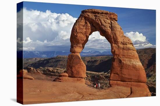 Utah, Arches National Park, Delicate Arch Iconic Landmark of Utah, and Tourists-David Wall-Stretched Canvas