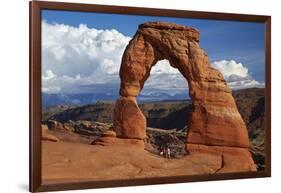 Utah, Arches National Park, Delicate Arch Iconic Landmark of Utah, and Tourists-David Wall-Framed Photographic Print