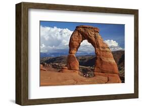 Utah, Arches National Park, Delicate Arch Iconic Landmark of Utah, and Tourists-David Wall-Framed Photographic Print