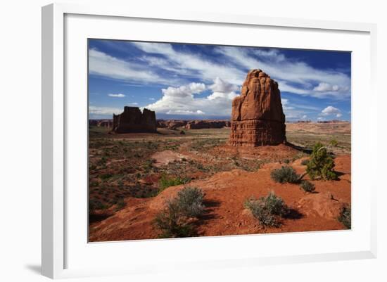 Utah, Arches National Park, Rock Formations from La Sal Mountains Viewpoint-David Wall-Framed Photographic Print