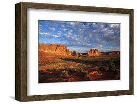 Utah, Arches National Park, Rock Formations from La Sal Mountains Viewpoint-David Wall-Framed Photographic Print