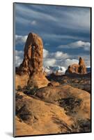 Utah, Arches National Park. Turret Arch, Monolith, and Clouds and the La Sal Mountains at Sunset-Judith Zimmerman-Mounted Photographic Print