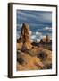 Utah, Arches National Park. Turret Arch, Monolith, and Clouds and the La Sal Mountains at Sunset-Judith Zimmerman-Framed Photographic Print